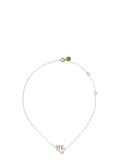 Shop Marni Charm Detailed Pendant Necklace In White/red