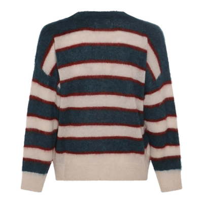 Shop Isabel Marant Stripe Detailed Crewneck Jumper In Neutrals/green