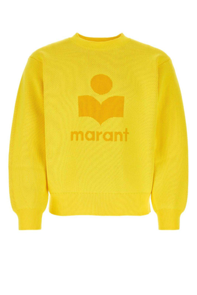 Shop Isabel Marant Logo Intarsia Knitted Crewneck Jumper In Yellow