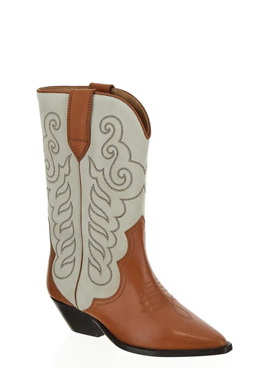 Shop Isabel Marant Duerto Suede Cowboy Boots In Brown/neutrals