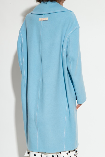 Shop Marni Coat In Cyan Wool In Clear Blue