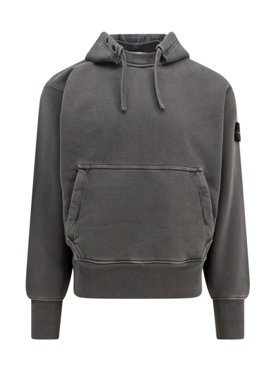 Shop Stone Island Compass-patch Drawstring Hoodie In Grey