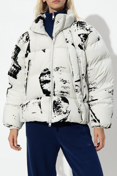 Shop Y-3 Paint Splatter Printed Padded Jacket In Neutrals/black