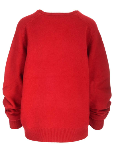Shop Tory Burch V-neck Long-sleeved Sweater In Red