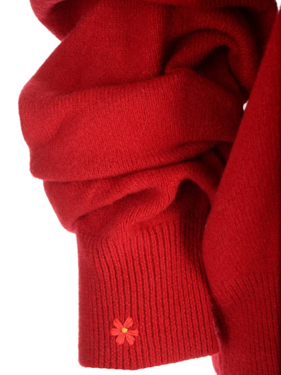 Shop Tory Burch V-neck Long-sleeved Sweater In Red