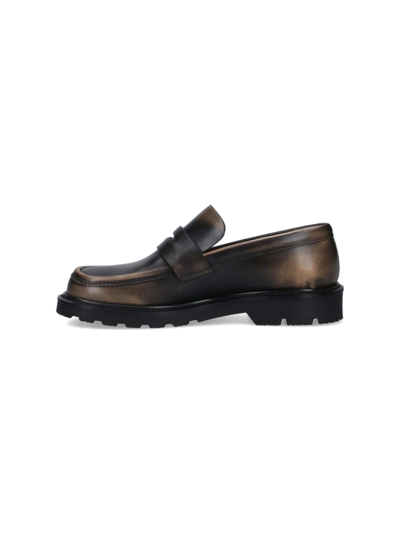 Shop Loewe Blaze Leather Loafers In Brown