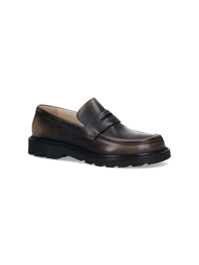 Shop Loewe Blaze Leather Loafers In Brown