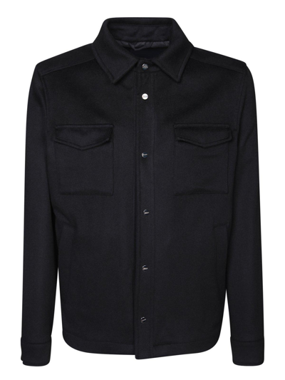 Shop Herno Buttoned Shirt Jacket In Black