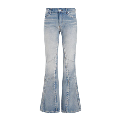 Shop Y/project Logo Patch Flared Jeans In Blue
