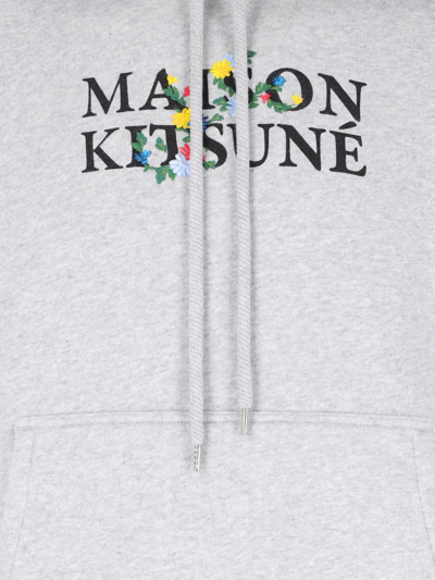 Shop Maison Kitsuné Logo Hoodie In Light Grey Melange