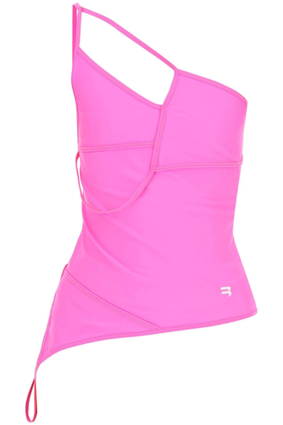 Shop Balenciaga Lycra One-shoulder Top In Pink