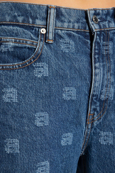 Shop Alexander Wang Logo Detailed Jeans In Deep Blue