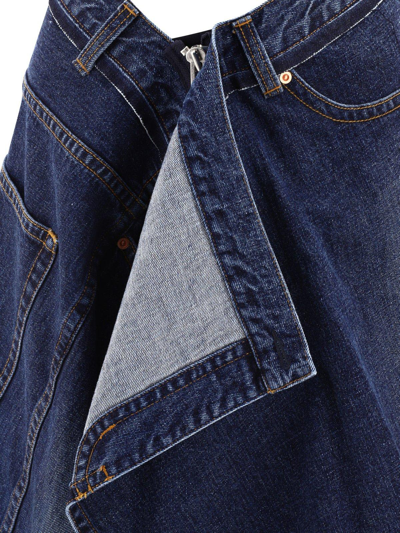 Shop Sacai Asymmetric Denim Midi Skirt In Blue
