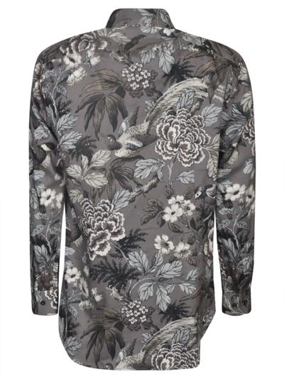 Shop Etro Floral Print Formal Shirt In Grey