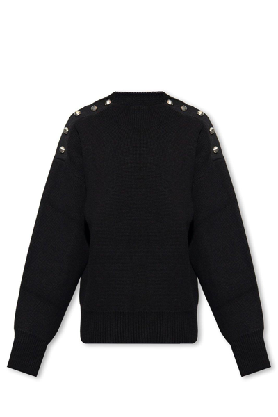 Shop Ferragamo Button Detailed Knitted Sweater In Black