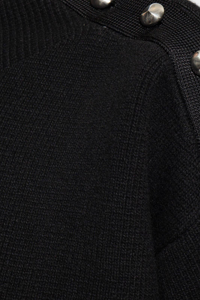 Shop Ferragamo Button Detailed Knitted Sweater In Black