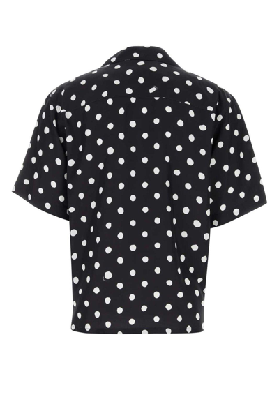 Shop Marni Polka-dot Printed Short-sleeved Buttoned Shirt In Black/white