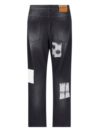 Shop Marni Mohair Patchwork Jeans In Black