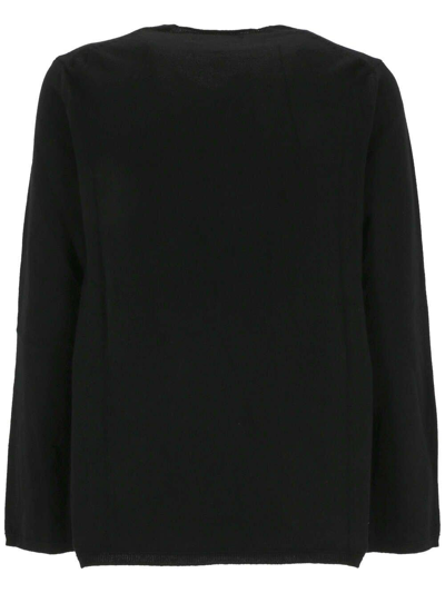 Shop Comme Des Garçons X Lacoste Logo Detailed Long-sleeved Jumper In Black
