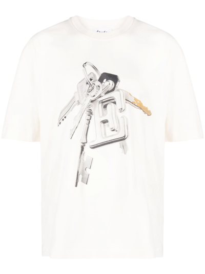 Shop Etudes Studio Off-white Spirit Lovelock Organic Cotton T-shirt In Bianco