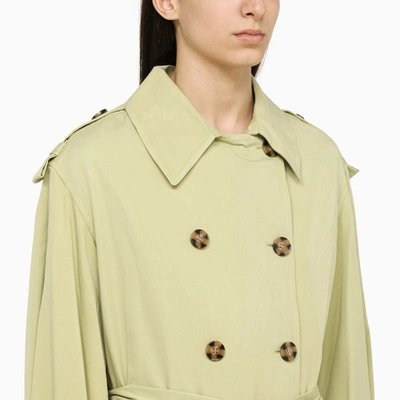 Shop By Malene Birger Double-breasted Duster With Belt In Green
