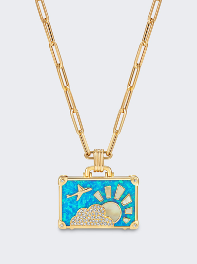 Nevernot Travel Suitcase Pendant Necklace In Gold