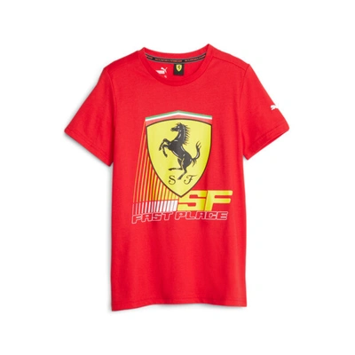 Shop Puma Scuderia Ferrari Kids' Motorsport T-shirt In Rosso Corsa