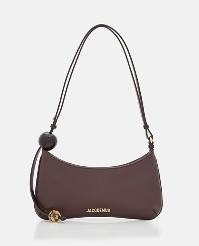 Shop Jacquemus Le Bisou Perle Leather Shoulder Bag In Brown
