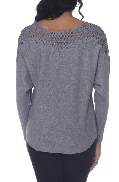 Shop Rain And Rose Embellished Lace Trim Sweater In Grey