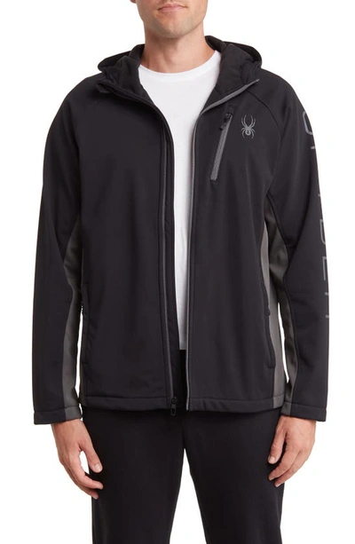 Shop Spyder Tempo Zip Jacket With Hood In Black