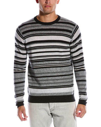 Shop Scott & Scott London Mini Stripe Wool & Cashmere-blend Sweater In Grey