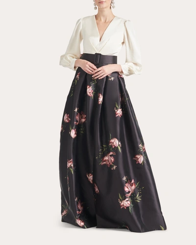 Shop Sachin & Babi Women's Zoe Gown In Ivory/noir Blossom