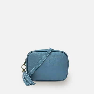Shop Apatchy London Denim Blue Leather Crossbody Bag