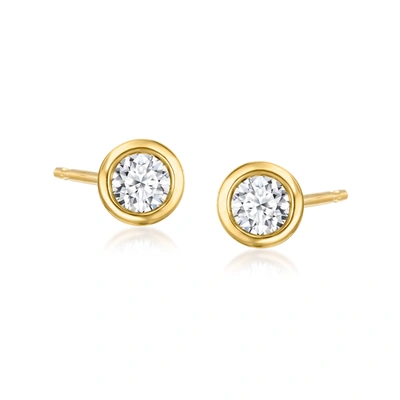 Ross-simons Bezel-set Lab-grown Diamond Stud Earrings In 18kt Gold Over Sterling In White