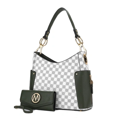 Mkf Collection By Mia K Penelope Circular Print Vegan Leather Women's Shoulder Bag Witch Matching Wallet - 2 Pieces In Green