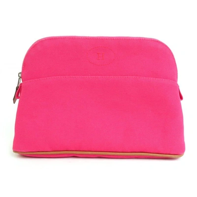 Shop Hermes Bolide Cotton Clutch Bag () In Pink
