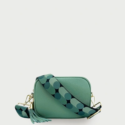 Shop Apatchy London Pistachio Leather Crossbody Bag With Pistachio Pills Strap In Green
