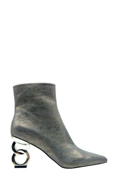 Ninety Union Roxy Pebbled Ankle Boot In Pewter