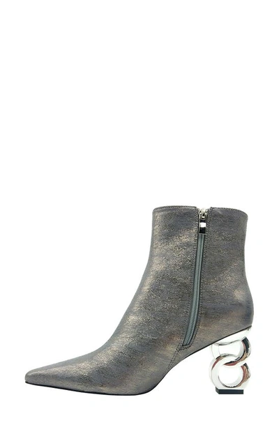 Ninety Union Roxy Pebbled Ankle Boot In Pewter