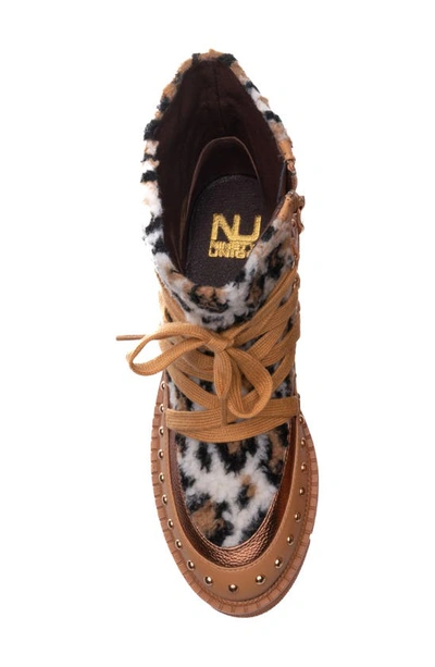 Ninety Union Snowball Faux Shearling Lug Sole Bootie In Leopard Multi