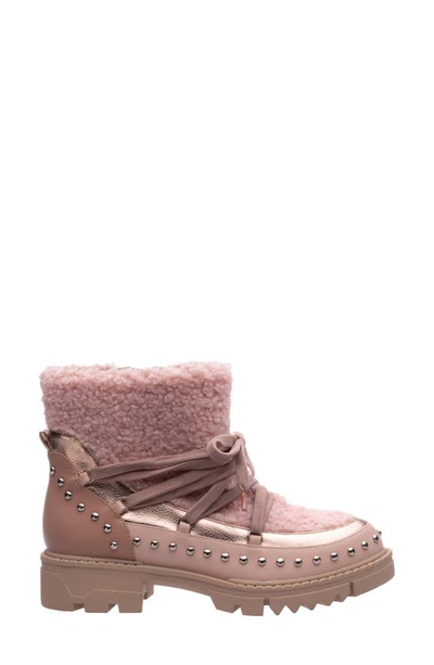 Ninety Union Snowball Faux Shearling Lug Sole Bootie In Blush Multi