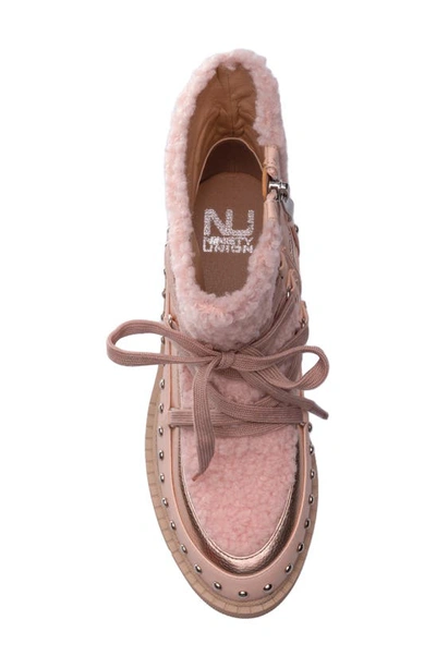 Ninety Union Snowball Faux Shearling Lug Sole Bootie In Blush Multi
