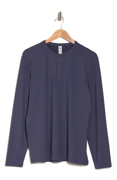 Shop 90 Degree By Reflex Long Sleeve Jersey Henley In Nightshadow Blue