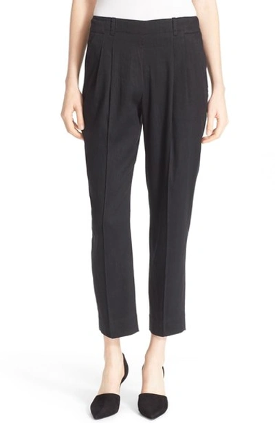 Shop Vince Pleat Front Crop Trousers In Black