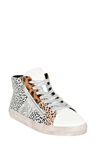 Shop Ninety Union Mia High Top Sneaker With Faux Calf Hair Trim In Animal