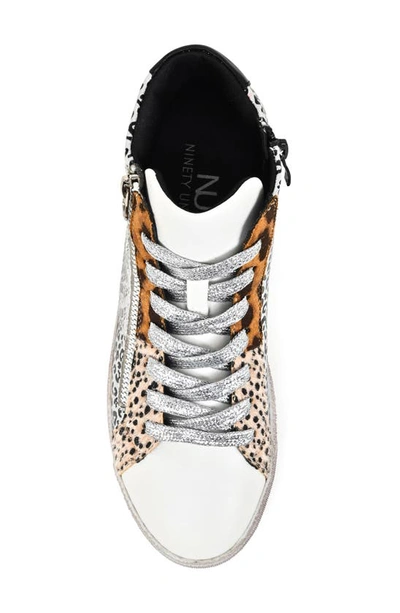 Ninety Union Mia High Top Sneaker With Faux Calf Hair Trim In Animal