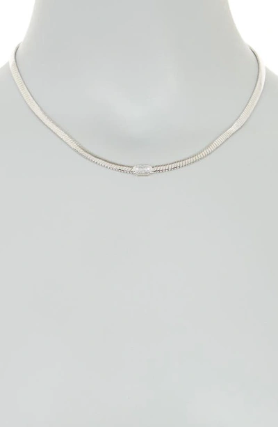 Shop Nadri Cubic Zirconia Omega Chain Collar Necklace In Rhodium