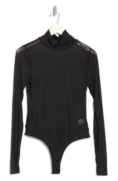 Shop Afrm Milo Long Sleeve Turtleneck Bodysuit In Noir