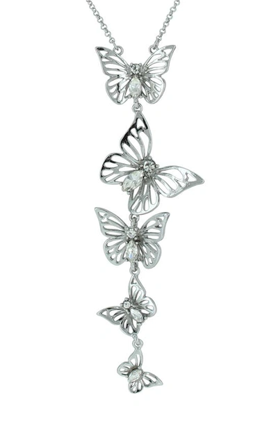 Shop Olivia Welles Farfalle Butterfly Pendant Necklace In Silver/clear