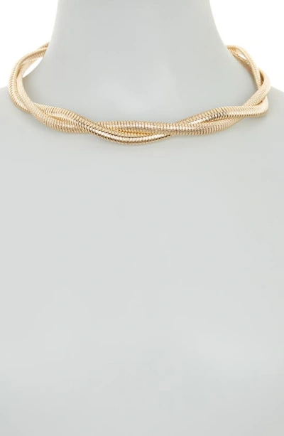 Shop Tasha Twisted Double Chain Necklace In Gold